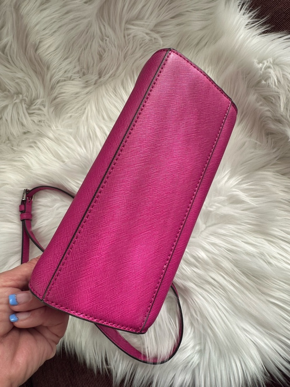 EUC MICHAEL KORS Hot Pink Saffiano Crossbody Bag - Picture 7 of 12